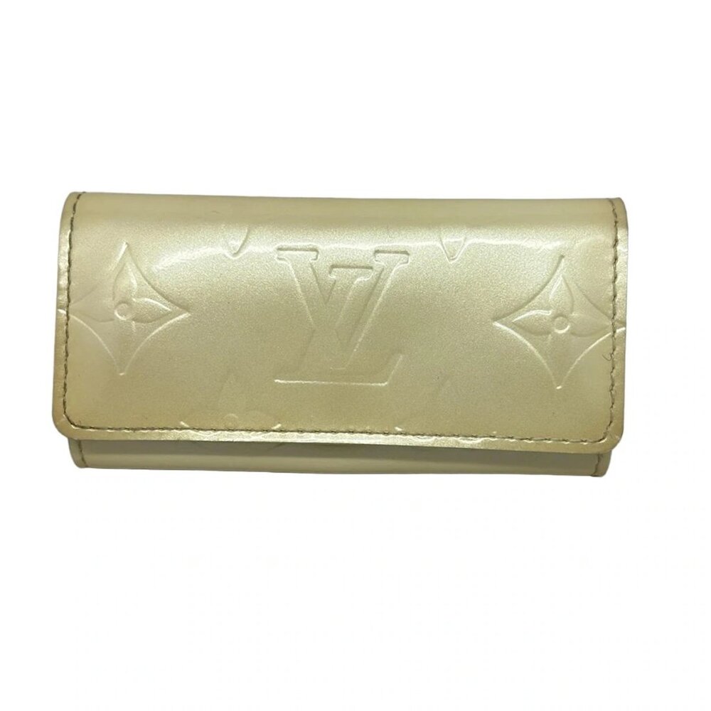 Authentic LOUIS VUITTON Multicles 4 Soft Beige Leather Vernis Keycase br99-11262